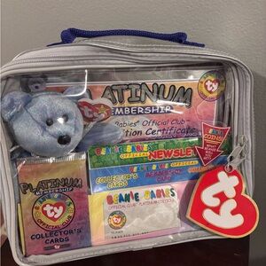 Ty Beanie Babies Platinum Membership Set with Blue Bear